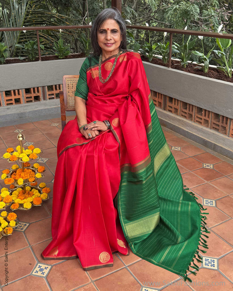 EE-Y09676 Red Kanchi Saree