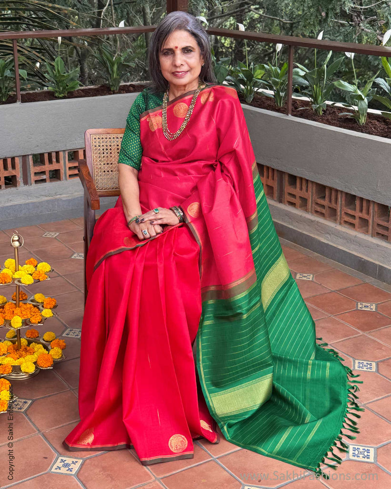 EE-Y09676 Red Kanchi Saree
