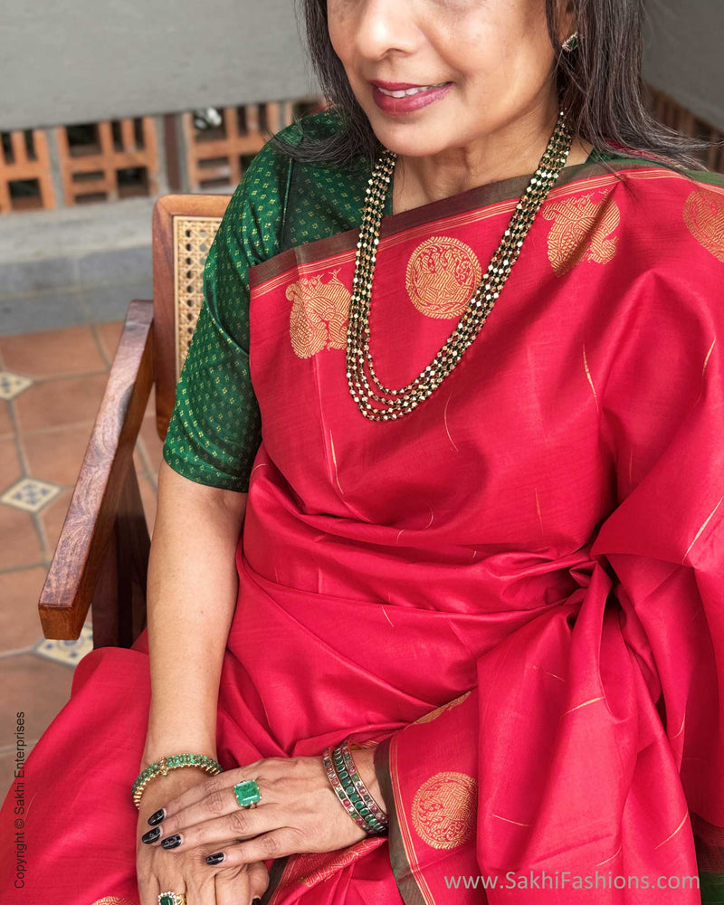EE-Y09676 Red Kanchi Saree