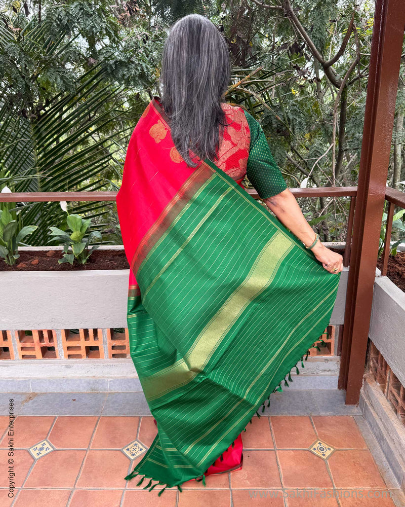 EE-Y09676 Red Kanchi Saree