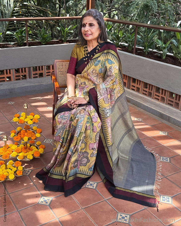 EE-Y08957  Kalamkari Tussar Silk