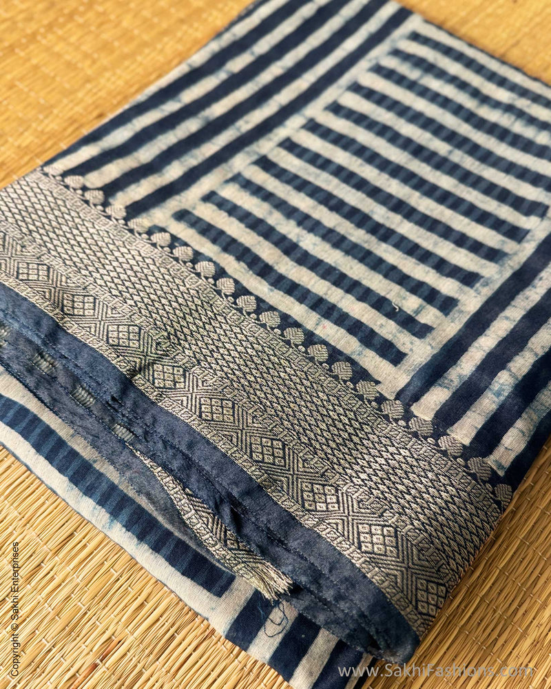 DP-Y10950 Indigo Blue Maheshwari Saree