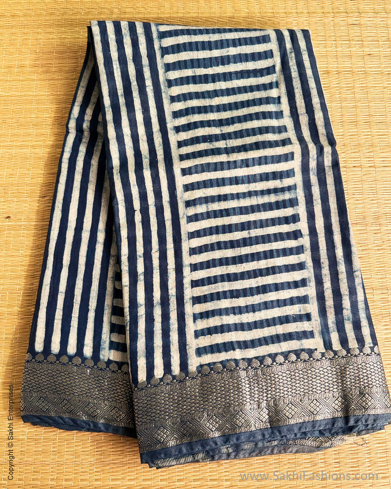 DP-Y10950 Indigo Blue Maheshwari Saree