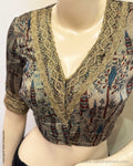 BL-X04947 Blue Ajrak Blouse