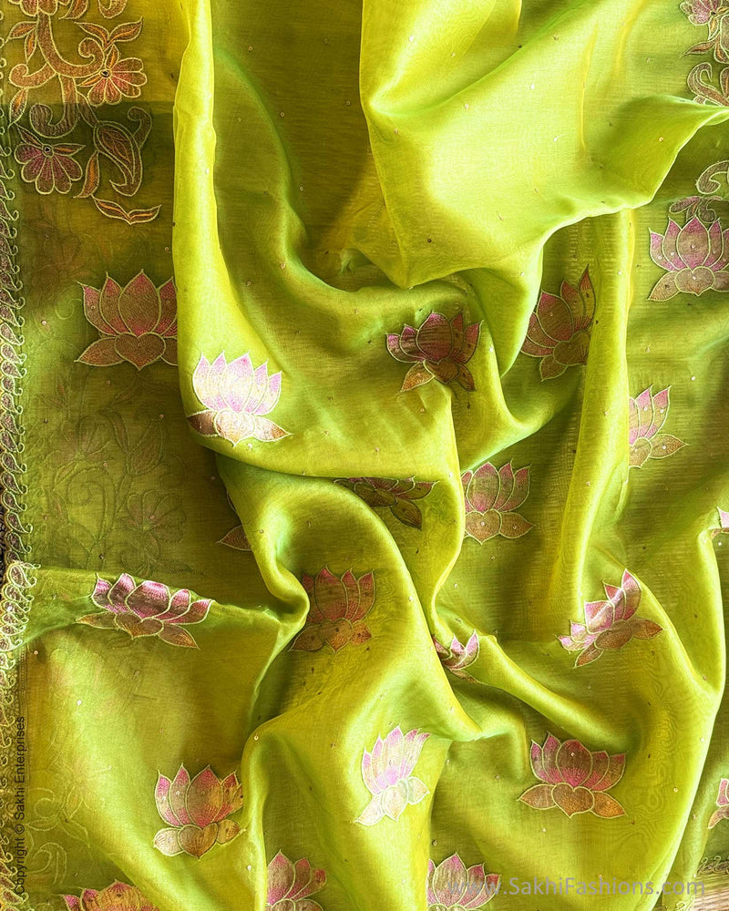 DP-Y11270 Green Organza Sari