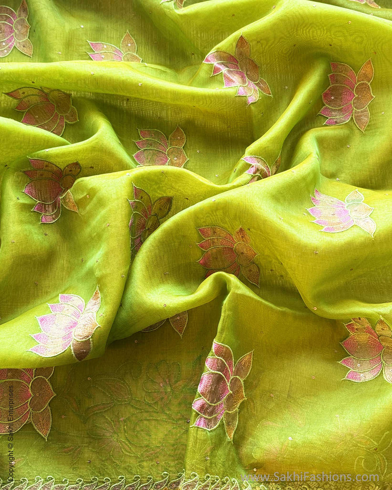 DP-Y11270 Green Organza Sari