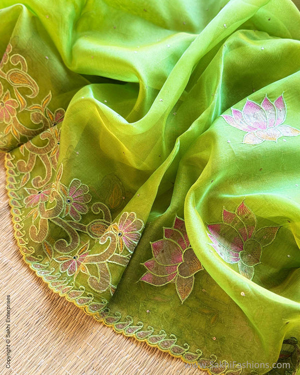 DP-Y11270 Green Organza Sari