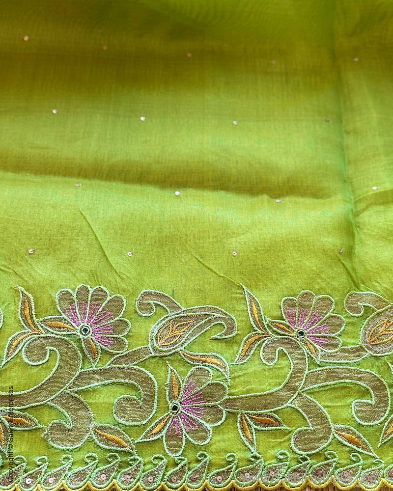 DP-Y11270 Green Organza Sari