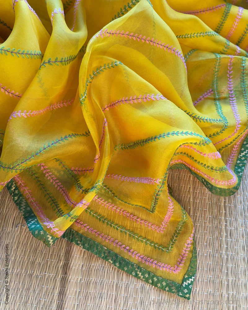 DP-X08035 Yellow Hand emb Sari