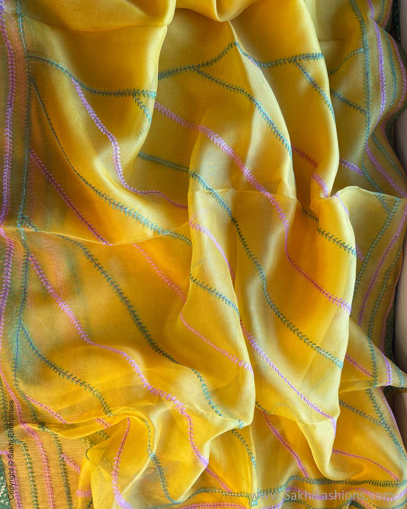 DP-X08035 Yellow Hand emb Sari