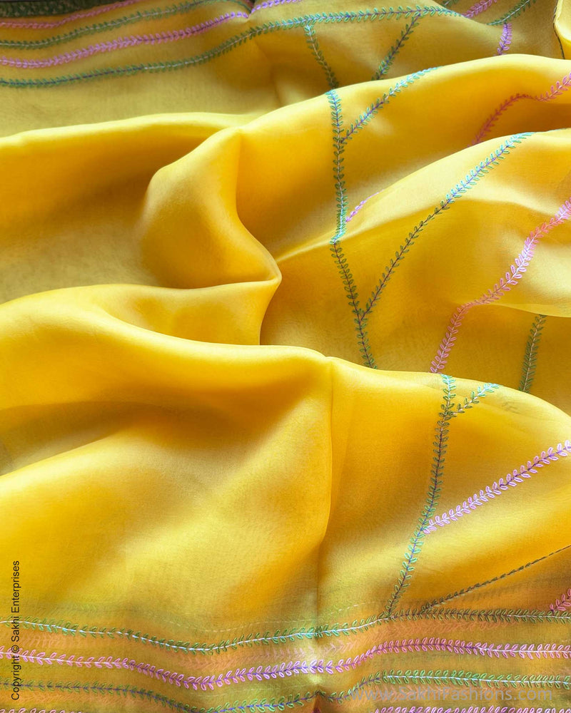 DP-X08035 Yellow Hand emb Sari