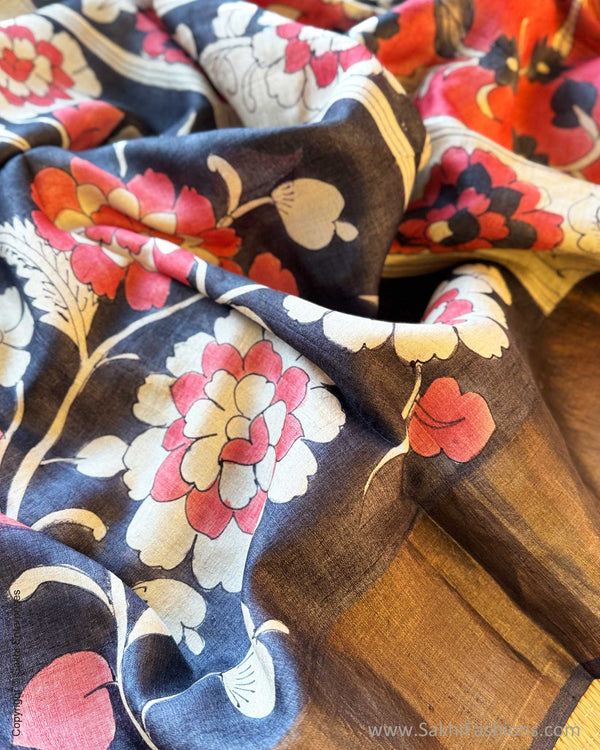 DP-Y00324 Black Tussar Sari