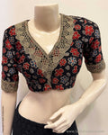 BL-Y10113R Black Ajrakh Blouse