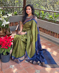 EE-Y11465 Green Tussar Silk Sari