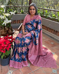 EE-Y12194 Floral Tussar Cutwork Sari