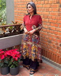 EE-X16303D Red Kalamkari Shirt Dress