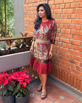 EE-Y11845 Red Kalamkari Dress