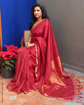 EE-Y03451 Red Rawsilk Sari