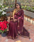 EE-Y11150 Maroon Rawsilk Sari
