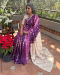 EE-Y01693 Purple tiedye Tussar Saree