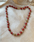 AS-Y13074 Silver Gold Coral Necklace