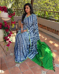 EE-Y12796 Block print Kanchi Sari