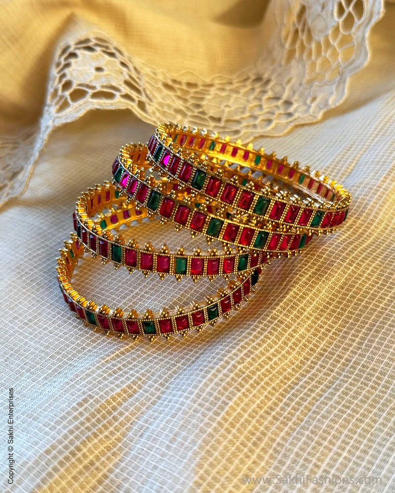 AJ-Y14152 Ruby Green Bangle set – sakhifashions