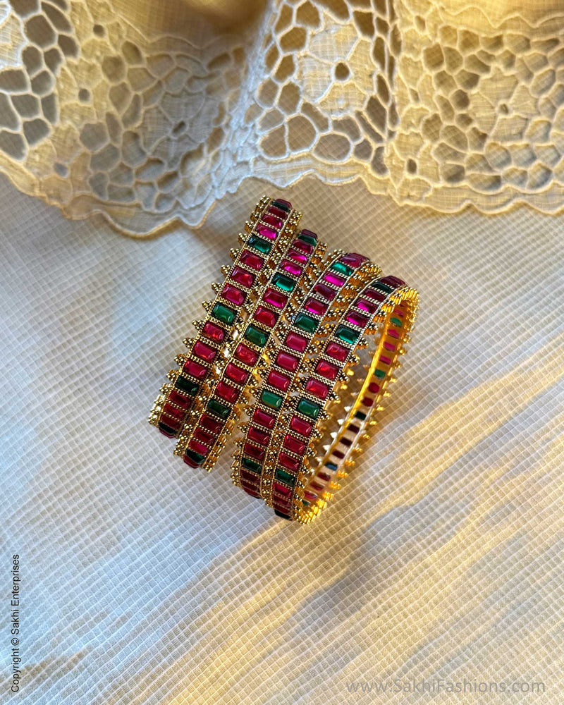AJ-Y14152 Ruby Green Bangle set – sakhifashions