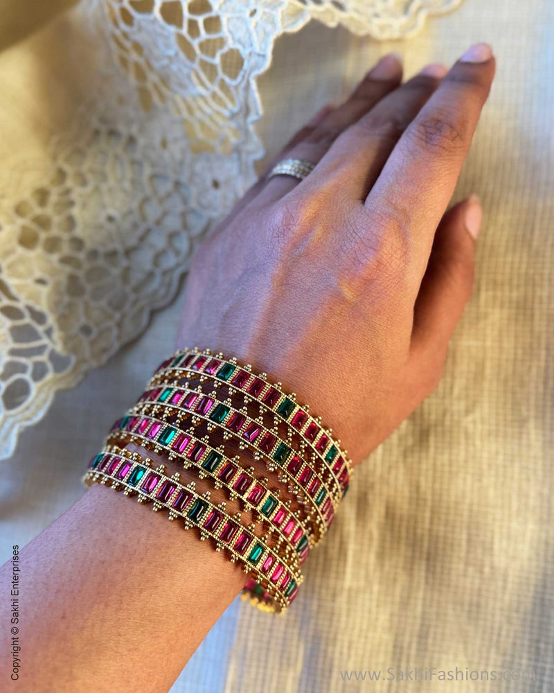 AJ-Y14152 Ruby Green Bangle set – sakhifashions