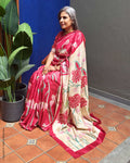 EE-Y14225 Pichwai Painted Tussar Sari