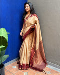 EE-Y14617 Cream Rawsilk Sari