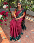 EE-Y14616 Maroon Rawsilk Sari