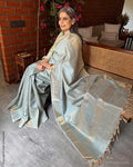 EE-Y14651 Blue Rawsilk Sari