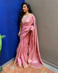 EE-Y14650 Pink Rawsilk Sari