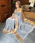 EE-Y14472 Black white Organza Saree