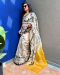 EE-Y13607 Yellow Organza sari
