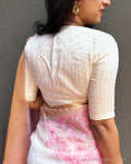 BL-W15345 White Sequin Matka Blouse