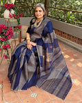 EE-Y14176 Blue Gold Organza sari