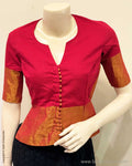 BL-S36303 Red Cotton Blouse
