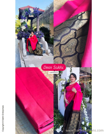EE-X16007 Pink Black Kanchi Sari
