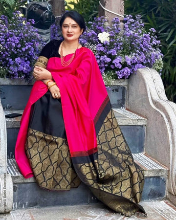 EE-X16007 Pink Black Kanchi Sari