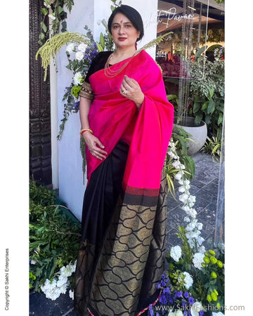 EE-X16007 Pink Black Kanchi Sari