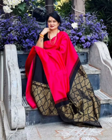 EE-X16007 Pink Black Kanchi Sari