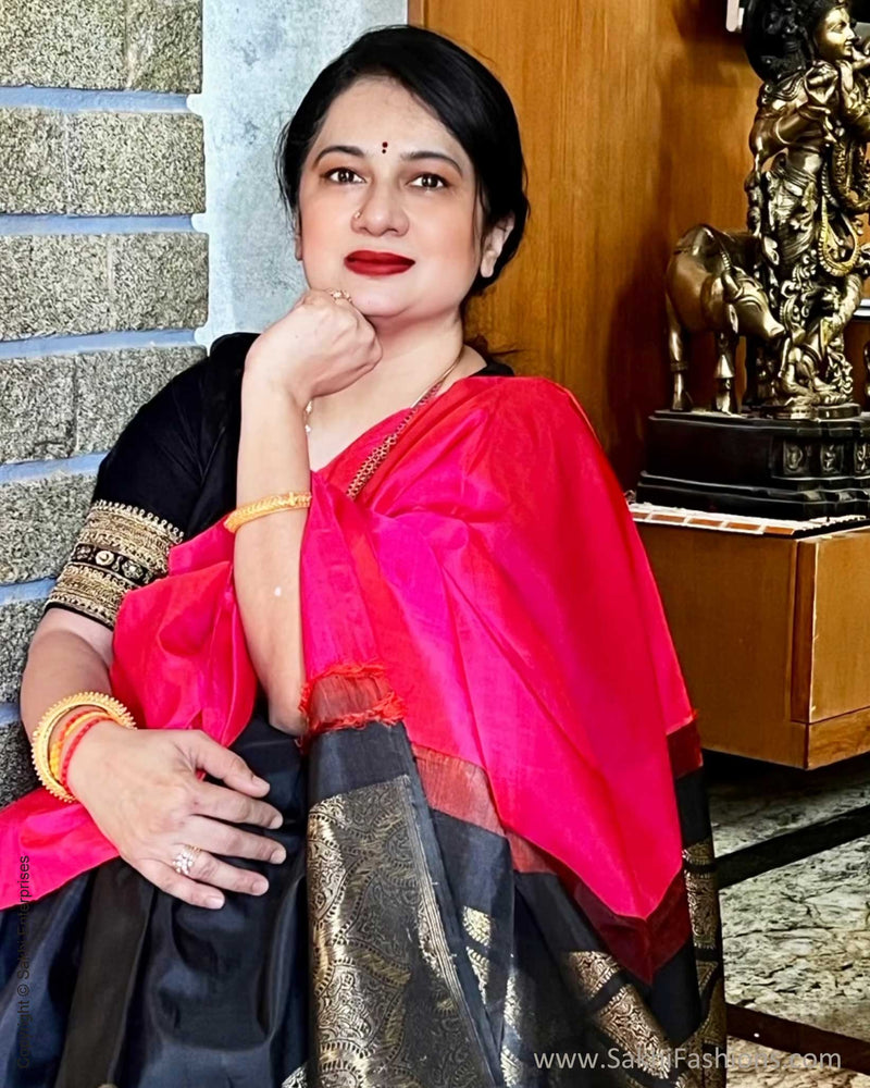 EE-X16007 Pink Black Kanchi Sari