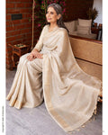 DP-Y14655 Cream Rawsilk Sari