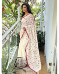 EE-Y00342 Cream Kantha cotton Sari
