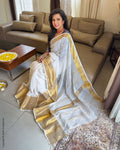 EE-X11000 White Linen Saree
