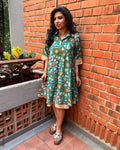 EE-Z00294 Green Kalamkari Dress