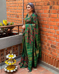 EE-Y12842 Green Kantha Kanchi Saree