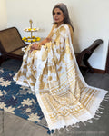 EE-Y13899 Cream Gold Saree